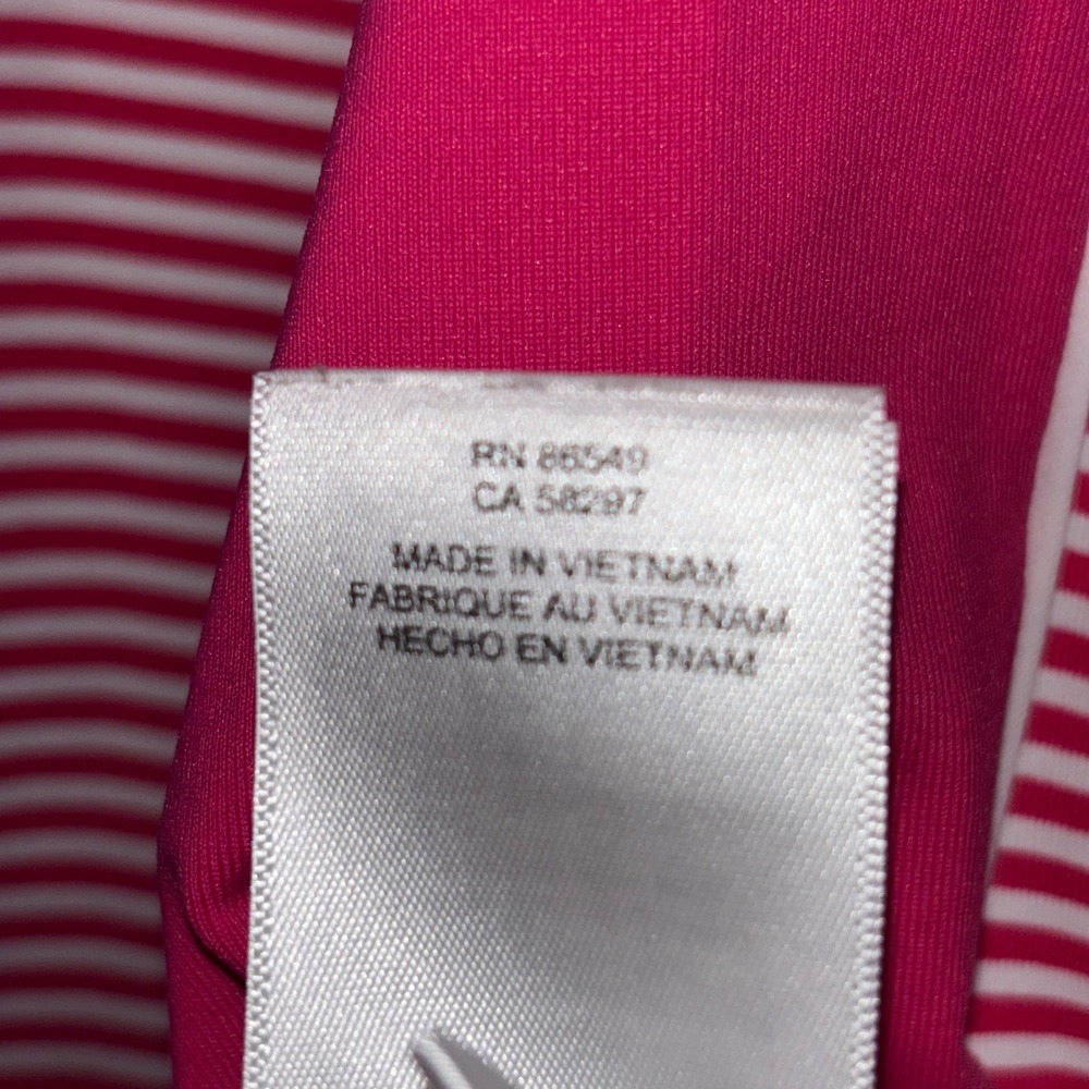 Tommy Bahama Island Zone Women Golf Top L Pink White Stripe Quarter Zip Athletic - Picture 6 of 8
